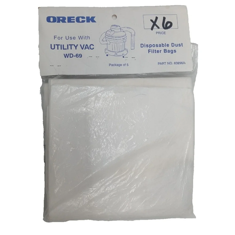 Oreck disposable dust filter bags SD-69 OEM Part #63296A [6 Pack]